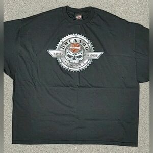 Vtg 2017 Harley-Davidson Skull Print Orlando, Florida T-Shirt Size (5XL) 31"x33
